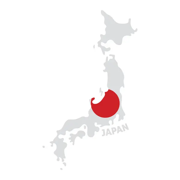 Isolierte Farbige Landkarte Von Japan Mit Seiner Flagge Vector Illustration — Stockvektor
