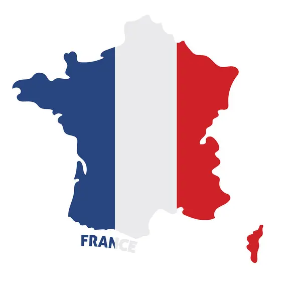 Mapa Francia Color Aislado Con Bandera Vector Ilustración — Archivo Imágenes Vectoriales