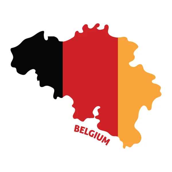 Mapa Colorido Isolado Bélgica Com Sua Bandeira Ilustração Vetorial — Vetor de Stock