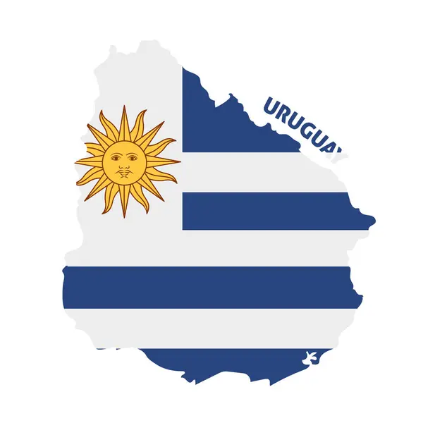 Isolierte Farbige Landkarte Von Uruguay Mit Seiner Flagge Vector Illustration — Stockvektor
