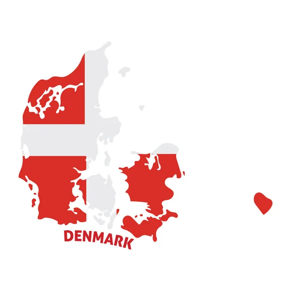 Carte Isolée Colorée Danemark Avec Son Drapeau Illustration Vectorielle — Image vectorielle