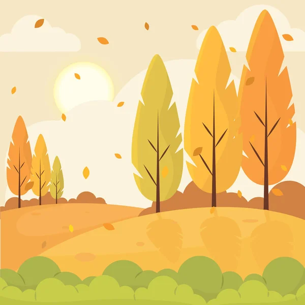 Farbige Saisonale Herbst Landschaft Szenario Vektor Illustration — Stockvektor