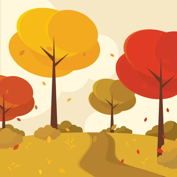 Renkli Sonbahar Manzarası Senaryosu Vektör Illüstrasyonu — Stok Vektör