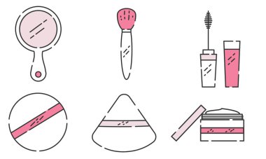 Makyaj simgeleri seti Moda Simgesi Vektörü illüstrasyonuName