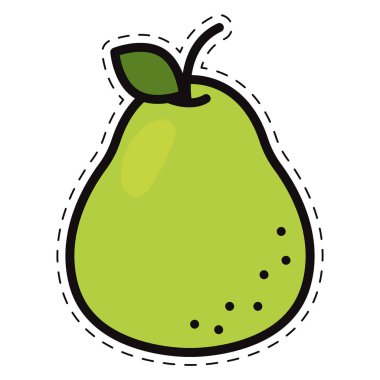 İzole edilmiş renkli armut simgesi Düz Stil Vektör illüstrasyonu