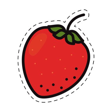 İzole edilmiş renkli çilek simgesi Düz Stil Vektör illüstrasyonu