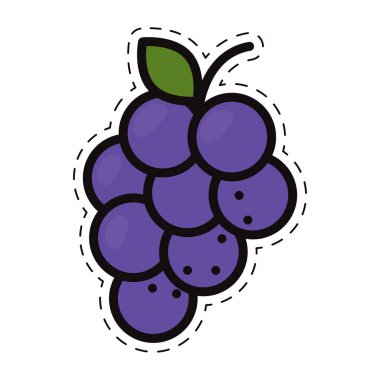 İzole edilmiş renkli üzüm simgesi Düz Stil Vektör illüstrasyonu