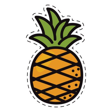 İzole edilmiş renkli ananas simgesi Düz Stil Vektör illüstrasyonu