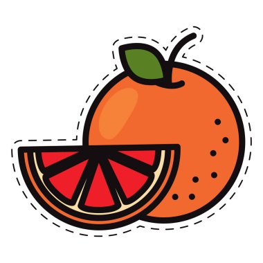 İzole edilmiş renkli mandalina meyve simgesi Düz Stil Vektör illüstrasyonu