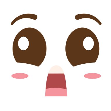 İzole edilmiş sevimli endişeli yüz ifadesi Vektör illüstrasyonu