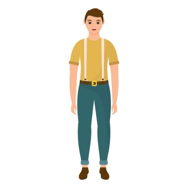 İzole edilmiş genç erkek karakter Vektör illüstrasyonu