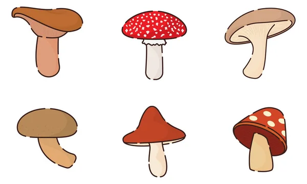 Sert Different Colored Mushroom Icons Ilustração Vetorial — Vetor de Stock