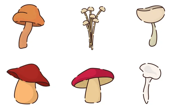 Sert Different Colored Mushroom Icons Illustrazione Vettoriale — Vettoriale Stock