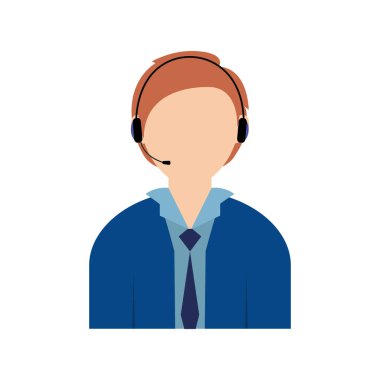 İzole edilmiş soyut renkli erkek müşteri servis karakteri Vektör illüstrasyonu