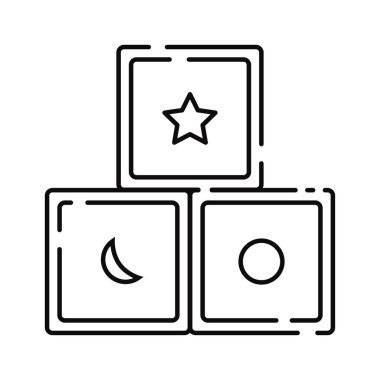 İzole edilmiş düz küp bebek oyuncağı taslak ikonu Vektör illüstrasyonu