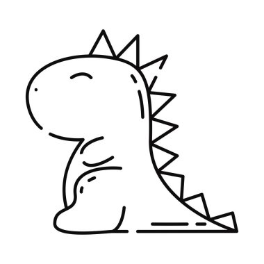 İzole edilmiş düz dinozor oyuncak oyuncağı taslak ikonu Vektör illüstrasyonu