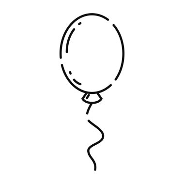 İzole edilmiş düz parti balon oyuncağı taslak ikonu Vektör illüstrasyonu