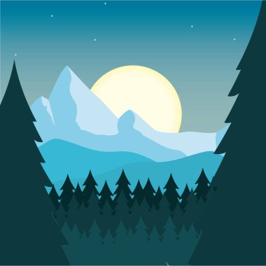 Renkli doğal manzara Ağaçlar Vektör illüstrasyonuyla