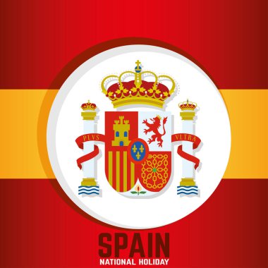 Bayrak ve kalkan illüstrasyonuyla İspanya arkaplanı