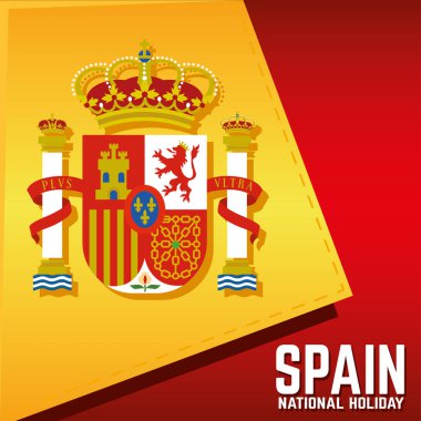 Bayrak ve kalkan illüstrasyonuyla İspanya arkaplanı