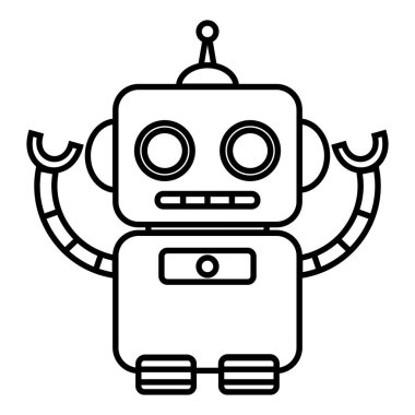 İzole edilmiş bir robot oyuncak ikonu Vektör illüstrasyonunun taslağı