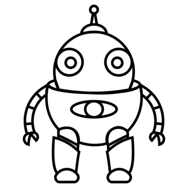 İzole edilmiş bir robot oyuncak ikonu Vektör illüstrasyonunun taslağı