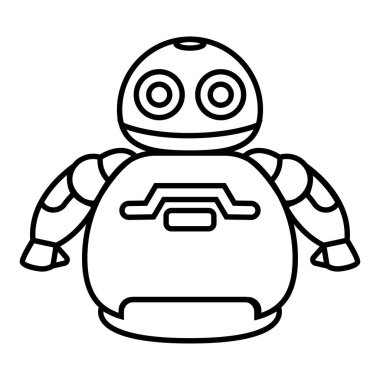İzole edilmiş bir robot oyuncak ikonu Vektör illüstrasyonunun taslağı