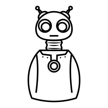 İzole edilmiş bir robot oyuncak ikonu Vektör illüstrasyonunun taslağı