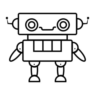 İzole edilmiş bir robot oyuncak ikonu Vektör illüstrasyonunun taslağı