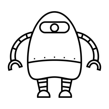İzole edilmiş bir robot oyuncak ikonu Vektör illüstrasyonunun taslağı