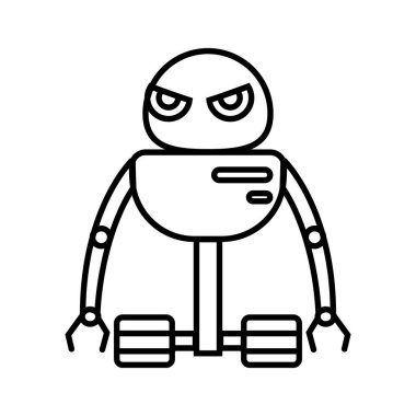 İzole edilmiş bir robot oyuncak ikonu Vektör illüstrasyonunun taslağı