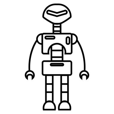 İzole edilmiş bir robot oyuncak ikonu Vektör illüstrasyonunun taslağı