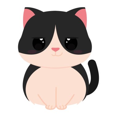 İzole edilmiş sevimli kedi karakteri Vektör illüstrasyonu