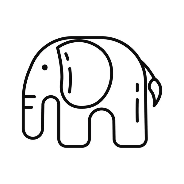 Isolato Piatto Elefante Giocattolo Schizzo Icona Vettoriale Illustrazione — Vettoriale Stock