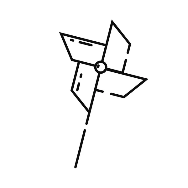 Isolierte Flache Origami Windmühle Spielzeugskizze Ikone Vector Illustration — Stockvektor