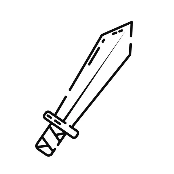 Izolovaný Plochý Meč Zbraň Hračka Skica Ikona Vektor Ilustrace — Stockový vektor