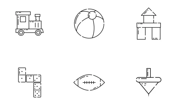 Conjunto Diferentes Ícones Brinquedo Plano Ilustração Vetorial —  Vetores de Stock