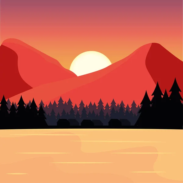 Colored Natural Landscape Trees Vector Illustration — Stock Vector