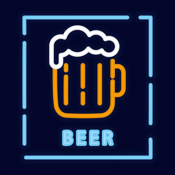 Cartel Neón Pub Color Con Una Ilustración Vectores Cerveza — Vector de stock