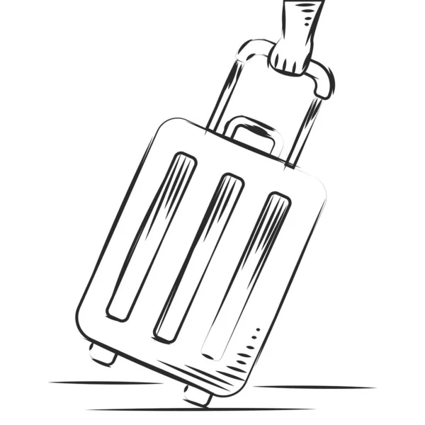 Skizze Einer Hand Mit Reisetasche Vector Illustration — Stockvektor