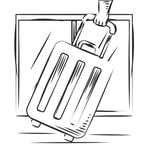 Skizze Einer Hand Die Eine Reisetasche Hält Vector Illustration — Stockvektor