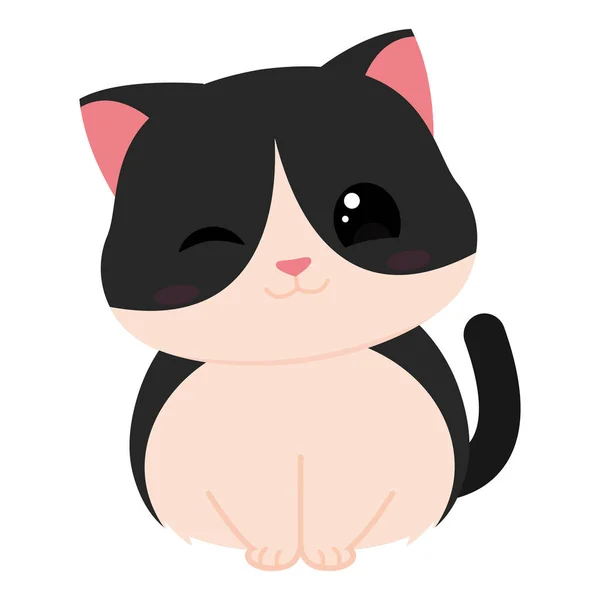 Geïsoleerd Schattig Gelukkig Kat Karakter Vector Illustratie — Stockvector