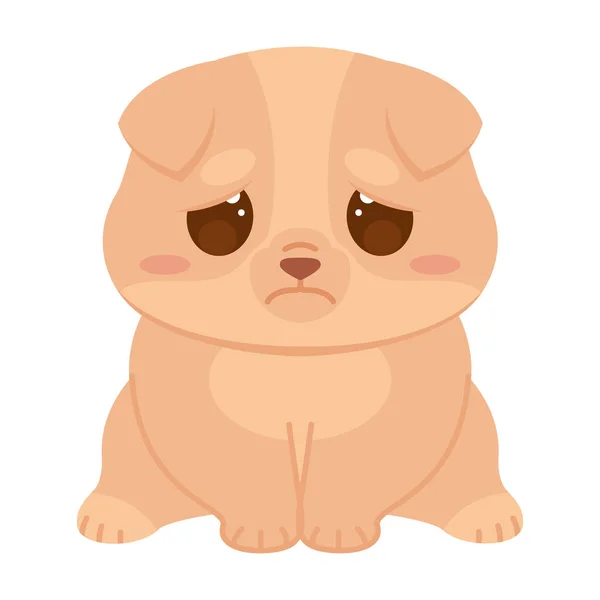 隔離されたかわいい悲しい犬のキャラクターベクターのイラスト — ストックベクタ