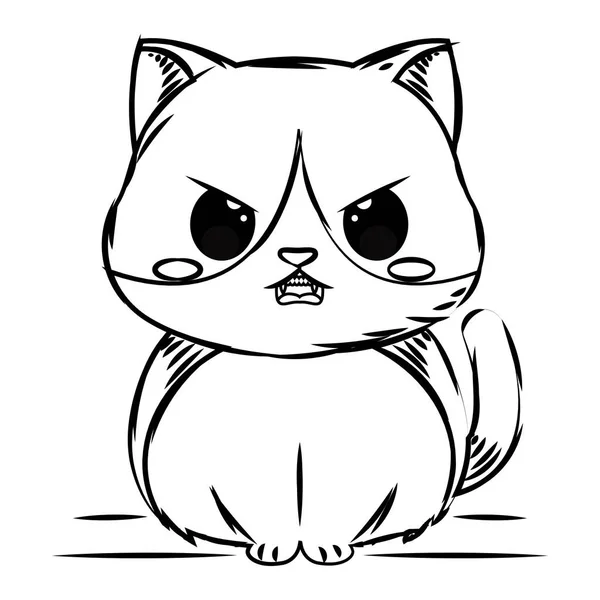 一个愤怒的猫科动物形象的孤立可爱的草图 — 图库矢量图片