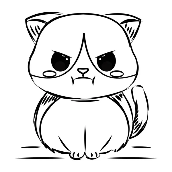 一个愤怒的猫科动物形象的孤立可爱的草图 — 图库矢量图片