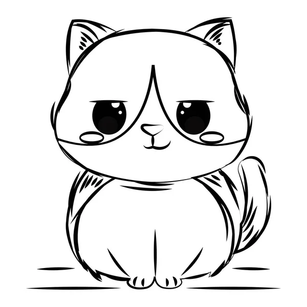 Geïsoleerde Schattige Schets Van Een Gelukkig Kat Karakter Vector Illustratie — Stockvector