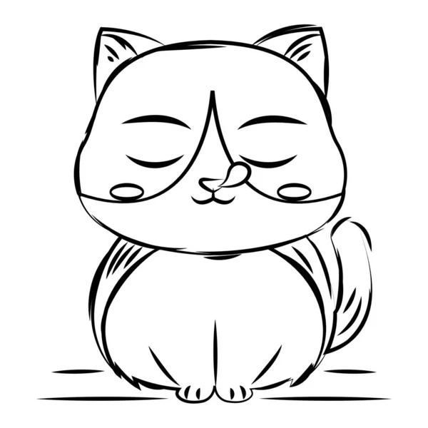 一个熟睡的猫人物形象的独立可爱草图 — 图库矢量图片