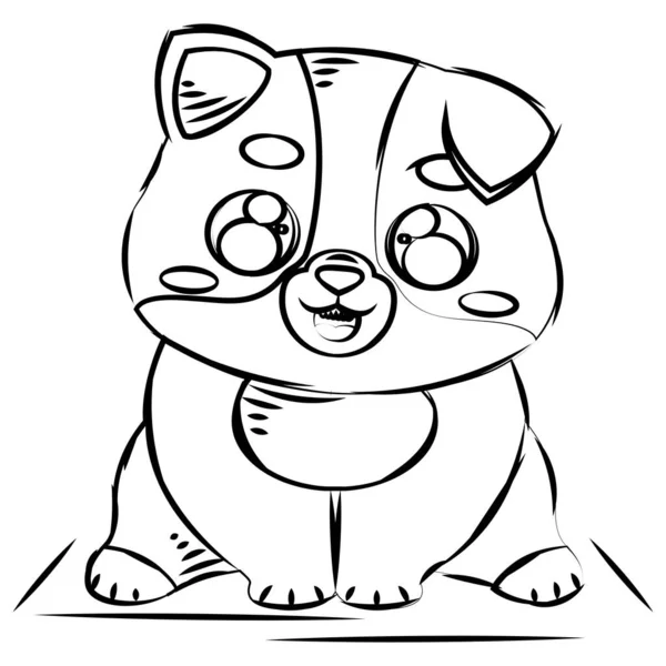 Изолированный Милый Эскиз Счастливого Персонажа Собаки Векторная Иллюстрация — стоковый вектор