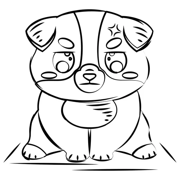 Isolado Bonito Esboço Cão Irritado Personagem Vector Ilustração —  Vetores de Stock