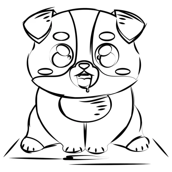 Izolovaný Roztomilý Náčrt Šťastného Psa Postava Vektorové Ilustrace — Stockový vektor